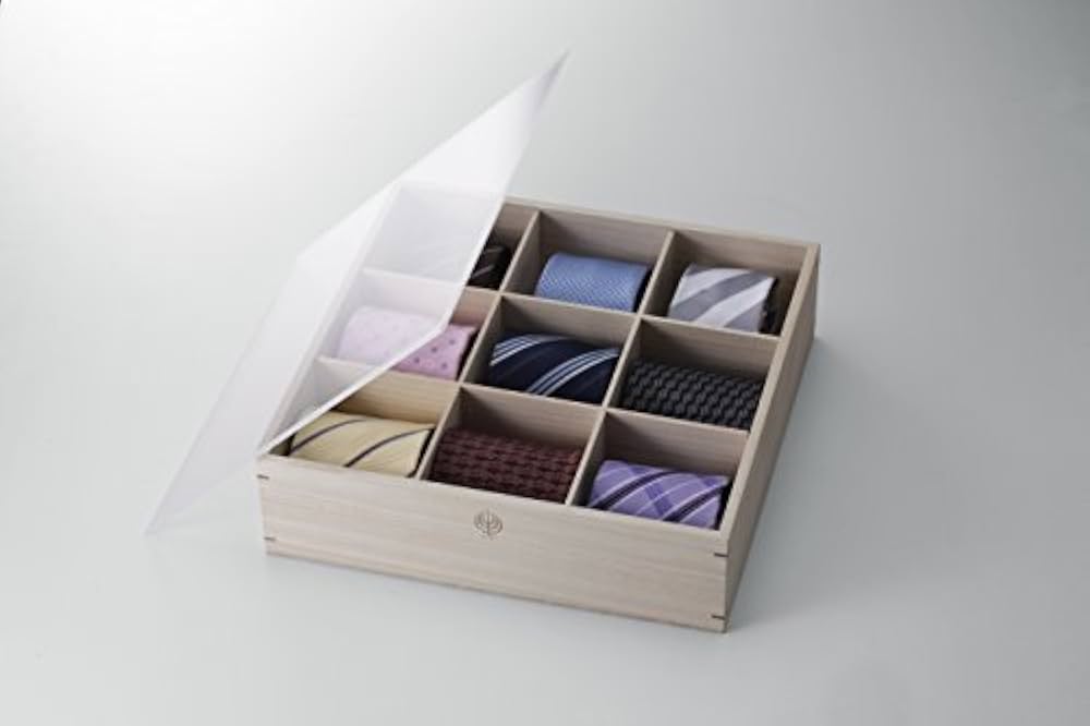 Amazon.co.jp: アクリル蓋付ネクタイ収納桐ケース（9マス